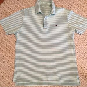 Boy's L Green & White Striped Vineyard Vines Polo